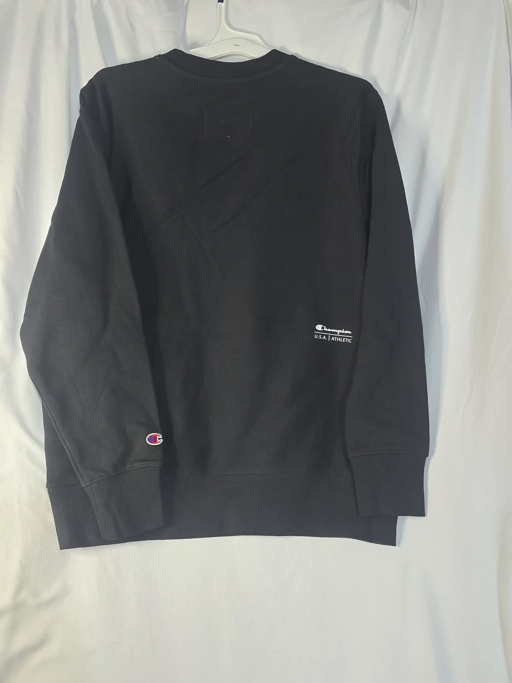 Champion Men's Black Crewneck Sweatshirt with White Logo